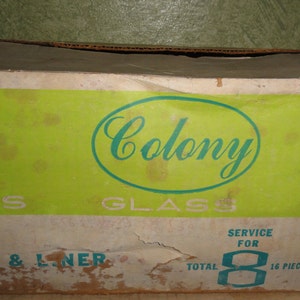 vintage 1960s Mid Century Servant Pour 8 Colony Crafts Table Delights 16 Pc. Glass Icer & Liner Tasses dans son emballage et sa boîte dorigine image 5