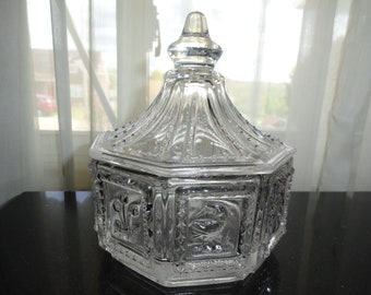 Vintage GENUINE LEAD CRYSTAL Carousel Lidded Germany Candy Dish