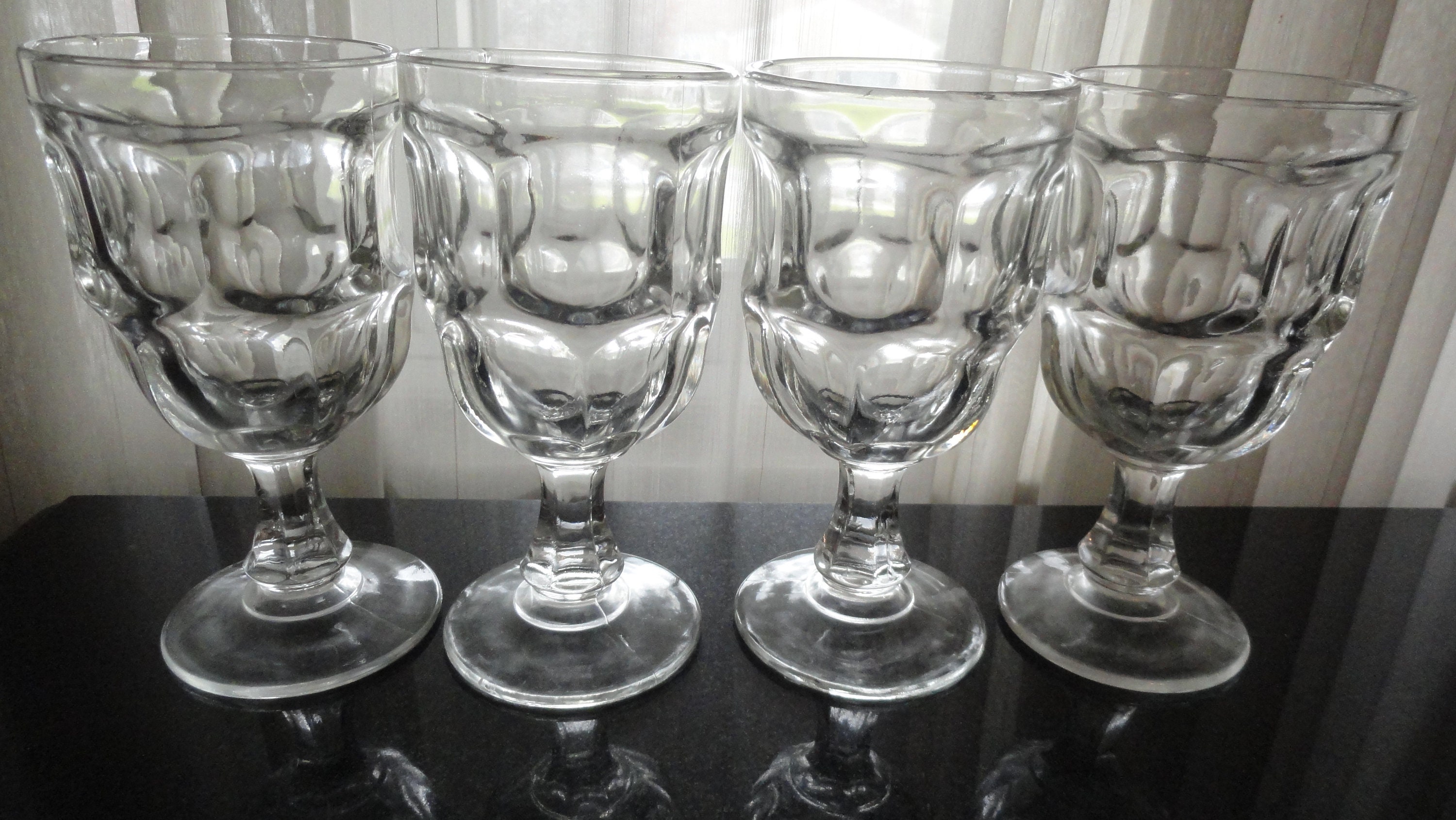 Mid Century amethyst glass thick stem wine glasses - set of 4 – THE ANTIQUE  YARD