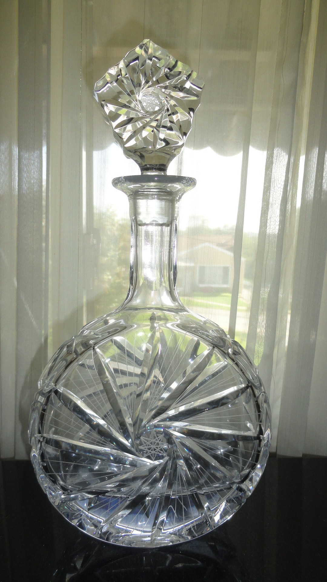 Mid Century Poland Lead Crystal Pinwheel Star of David Liquor Decanter Etsy