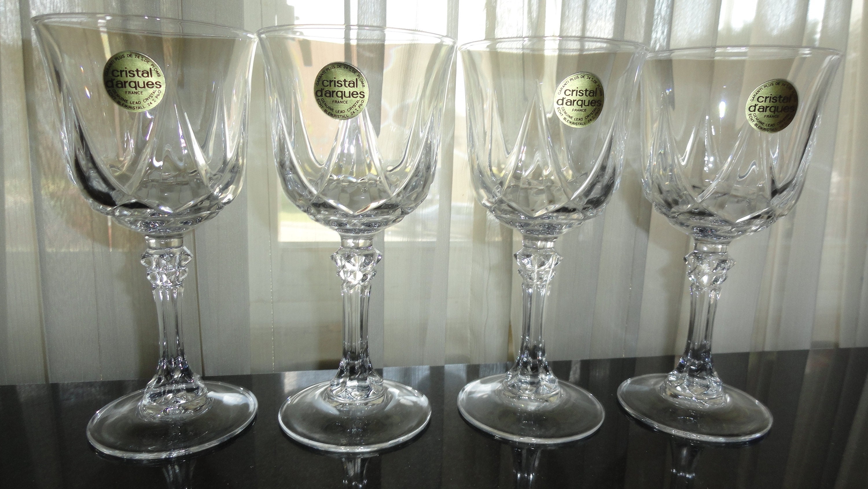 Vintage Cristal D'arques Wine Glasses Set of 4, Longchamp 24% Lead Crystal  Made in France Excellent Condition 
