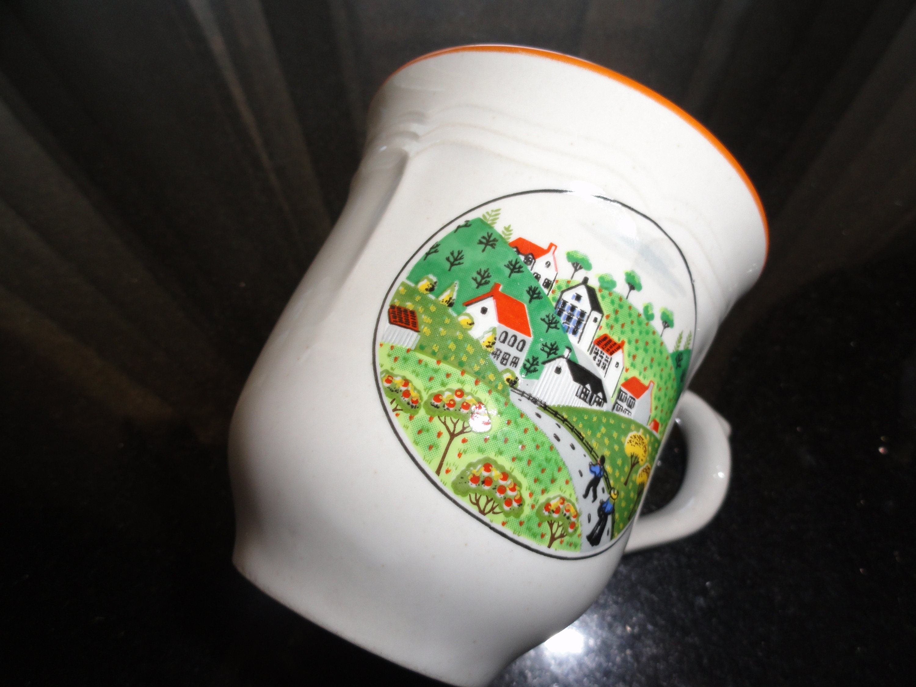 Vintage 1980's NEWCOR Stoneware Japan COUNTRY VILLAGE Set of 5