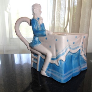 Vintage 1990's A La Carte Dept 56 Blue & White Figural Creamer