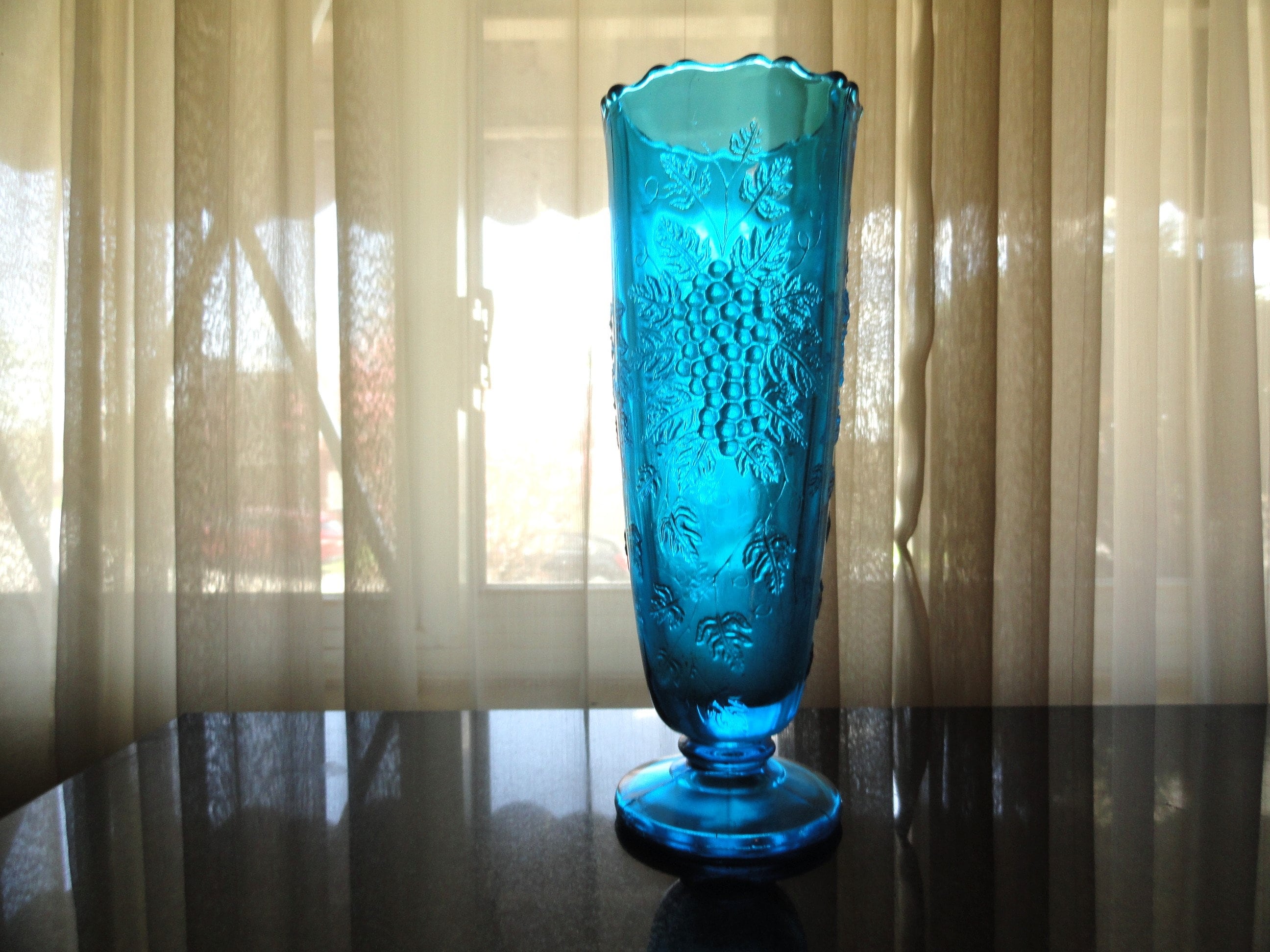 Retro 1980's Westmoreland Bermuda Cobalt Blue Glass Scalloped Edge