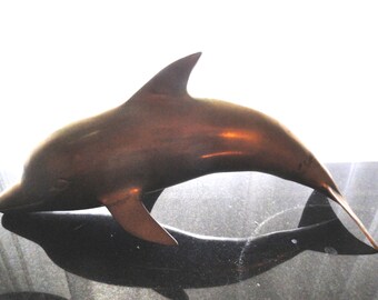 Vintage Solid Brass 14" Dolphin (Porpoise) Heavy Nautical Beach Decor