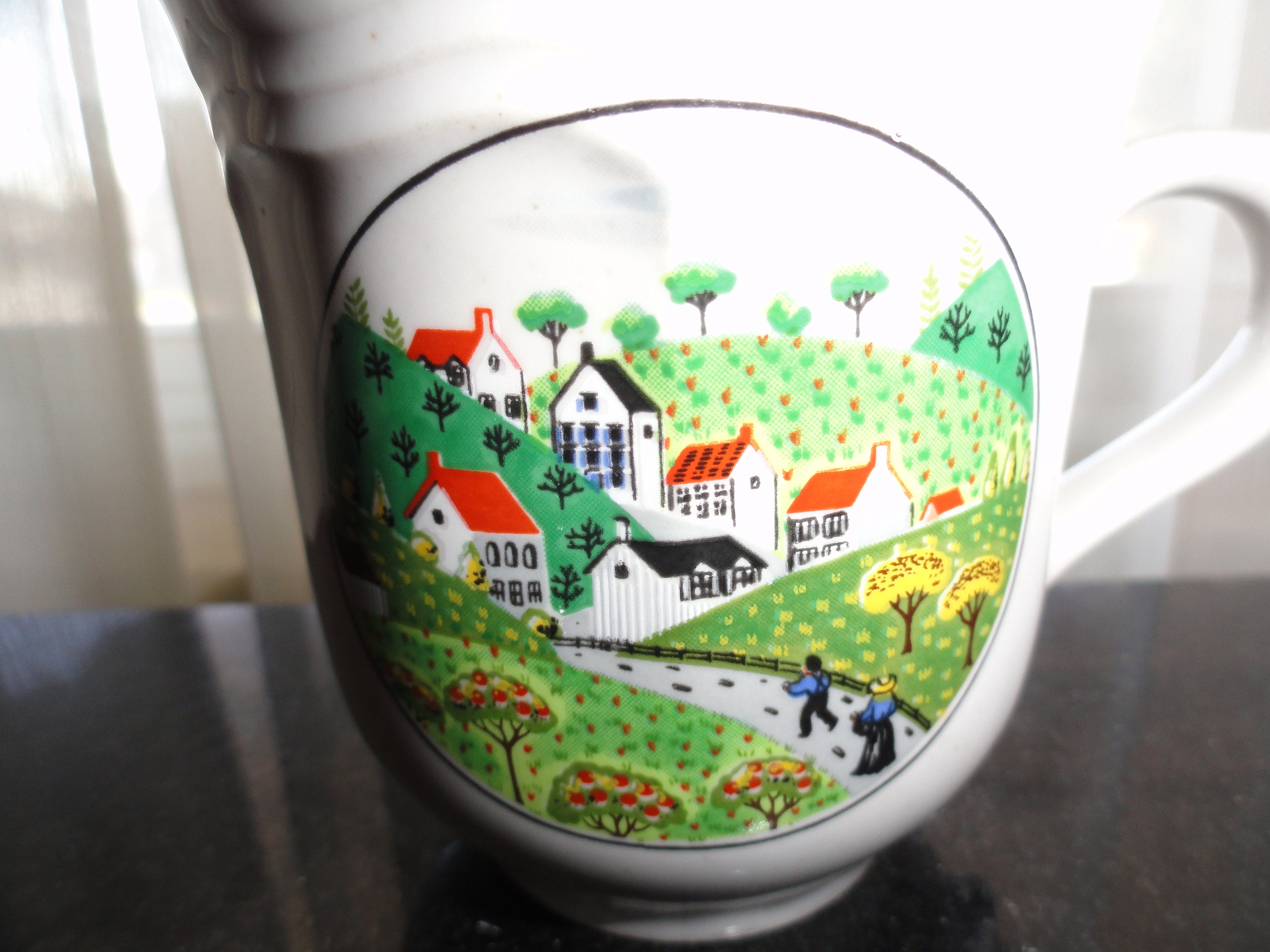 Vintage 1980's NEWCOR Stoneware Japan COUNTRY VILLAGE Set of 5