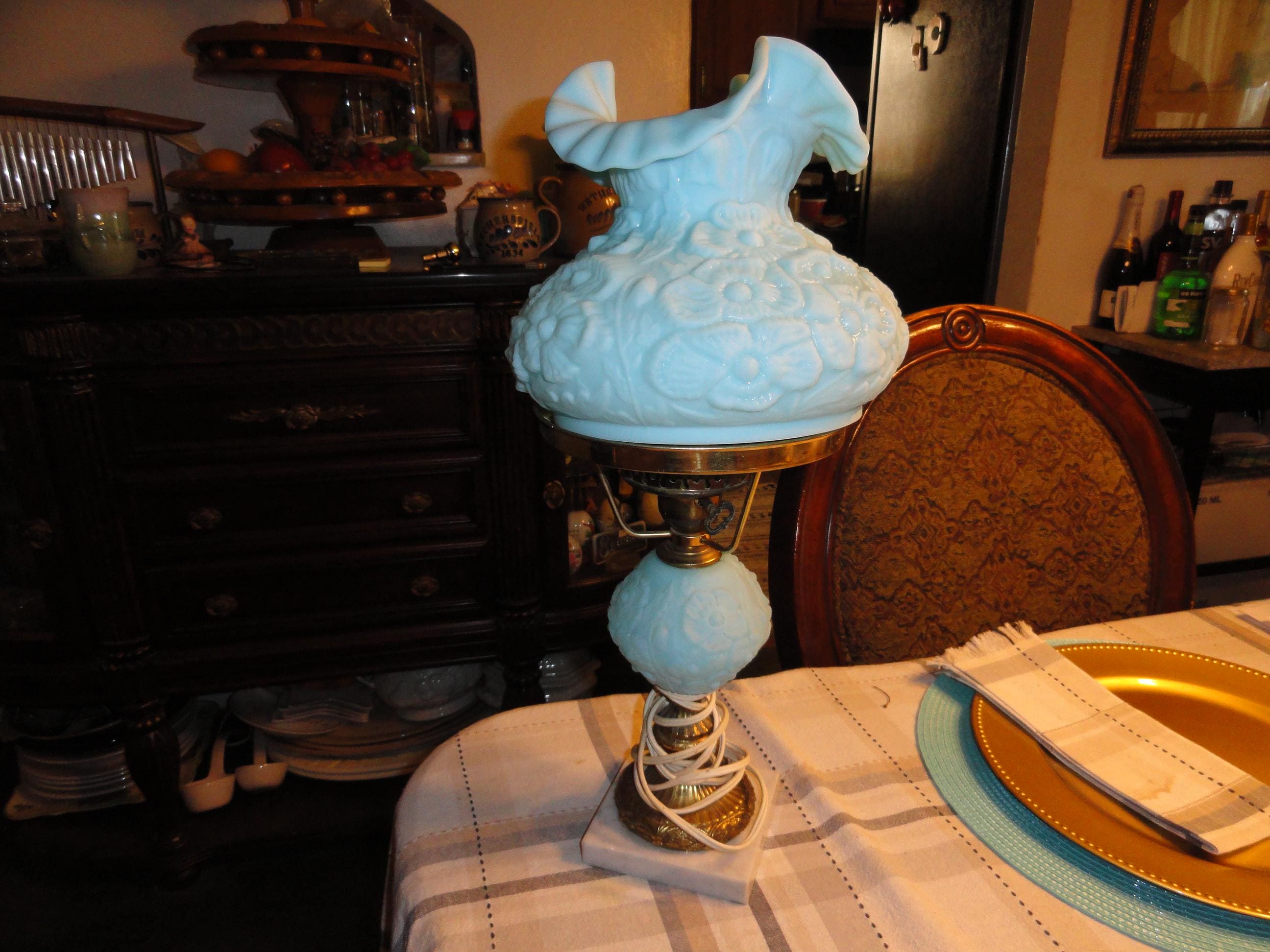 Fenton Blue Lamp - Etsy