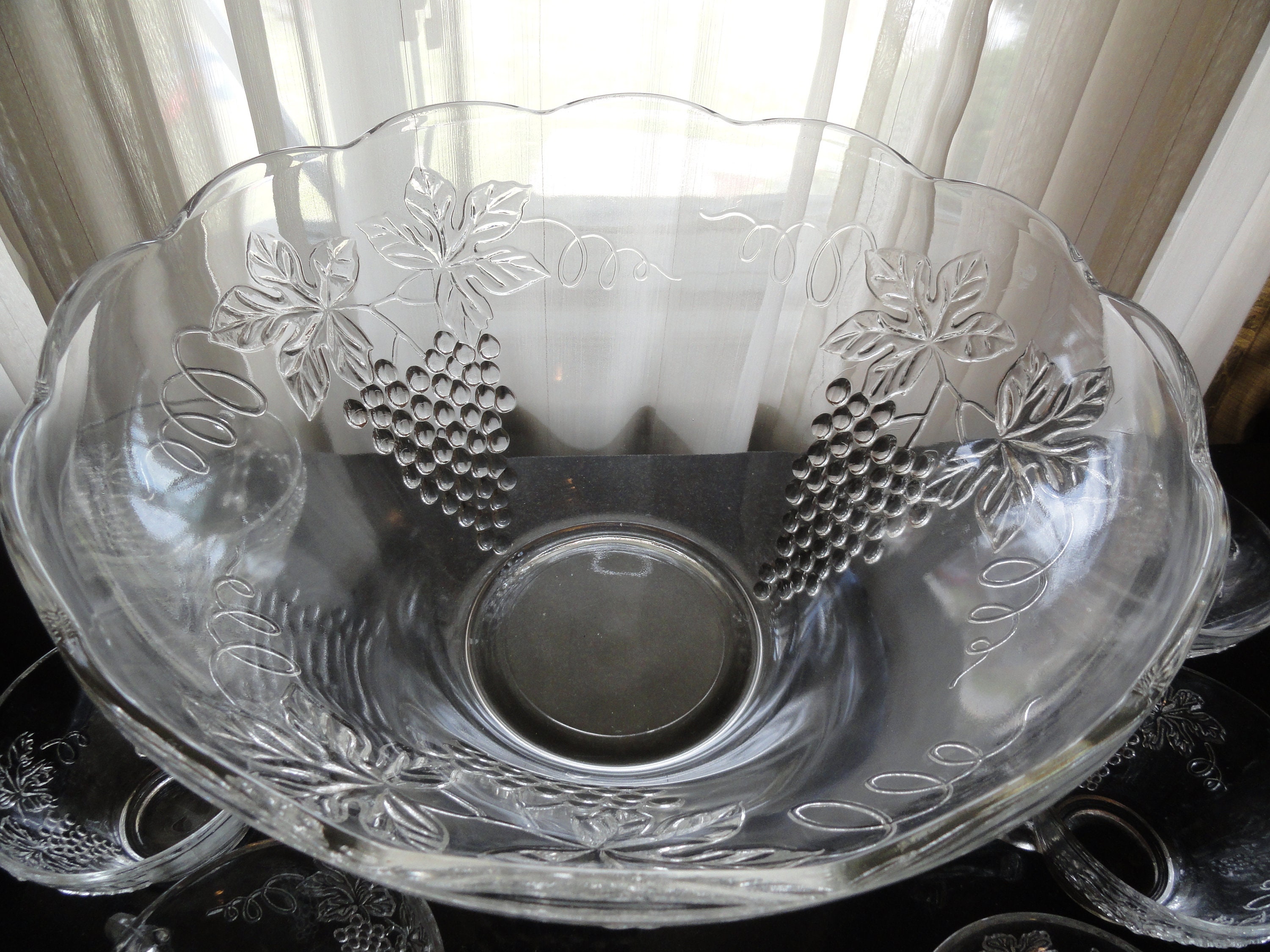 Mid Century 1960's Anchor Hocking Harvest Embossed Grape and