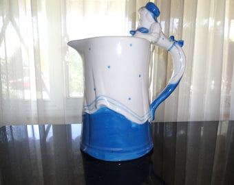 Vintage 1990's A La Carte Dept 56 Blue & White Figural Pitcher