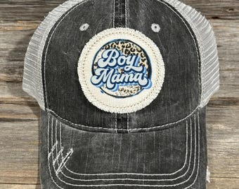 Boy Mom Ponytail Hat  Distressed Gray