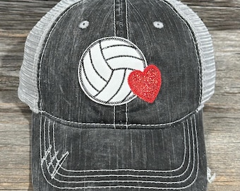 Volleyball with Heart Ponytail Hat