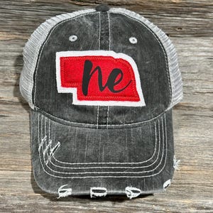 Nebraska State Distressed Ponytail Hat