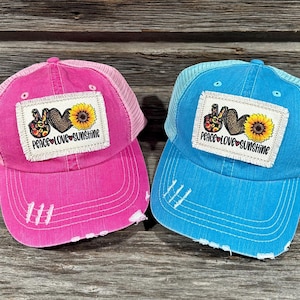 Sombrero desgastado Peace Love Sunshine *Elige el color