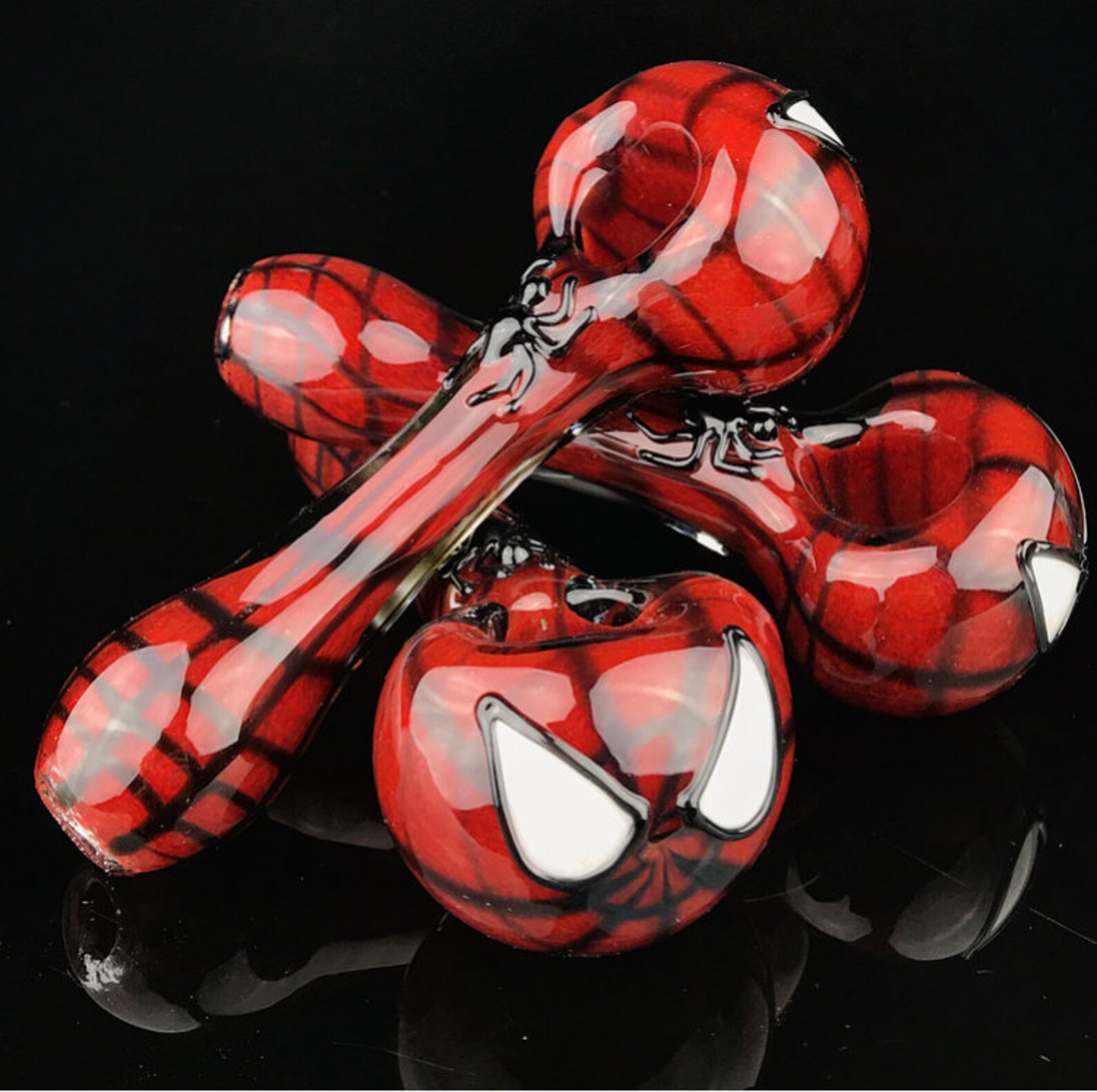 Spiderman Blown glass pipe Spiderman pipe Glass Smoking Etsy