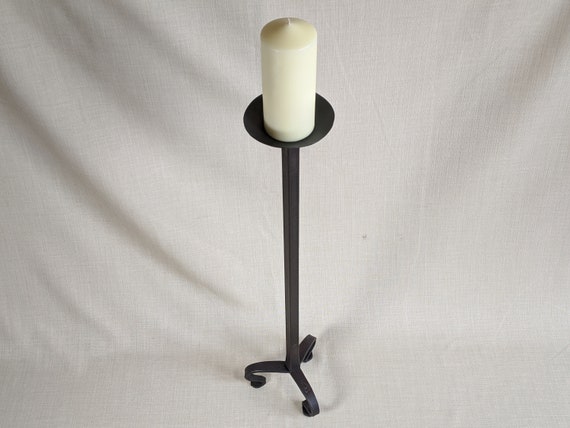 Floor Standing Forged Church Candlestick Holder, Handmade by Tom