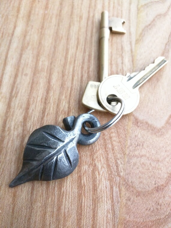 Leaf Keyring Or Keychain Handmade Ironwork By Tom Fell Etsy