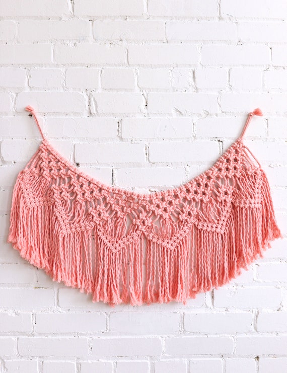 Coral Pink Macrame Garland Macrame Wall Banner Baby Crib Etsy
