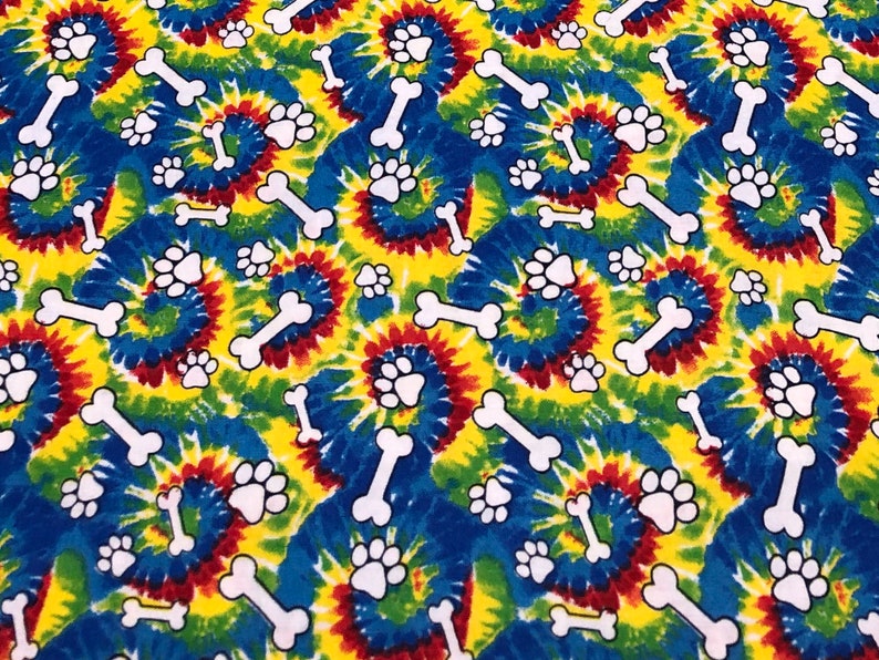 Tie DyE Paw print by the yard Fabric 100% Cotton for Clothing | Etsy