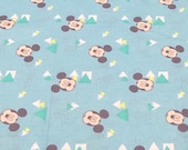 Mickey Mouse fat Quarter 100 Cotton Quilting Crafts Mickey Mouse head toss sleepy sleeping blue triangles dots
