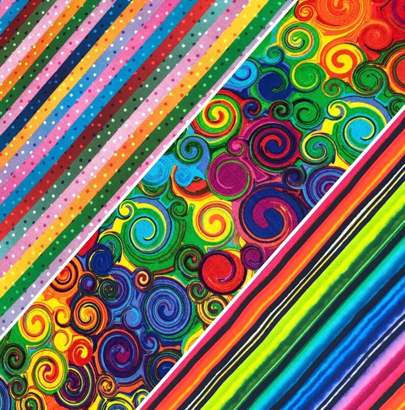 Rainbow Fabric by the yard 100 Cotton Clothing Crafts Etsy