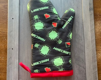 Minecraft Oven Mitt 100% Cotton Lined Handmade by me
