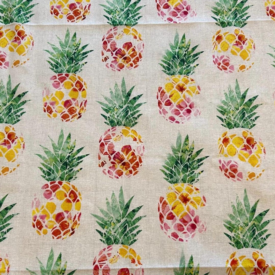 Pineapple Fabric by the Yard 100% Cotton for Clothing, Crafts, Quilting ...
