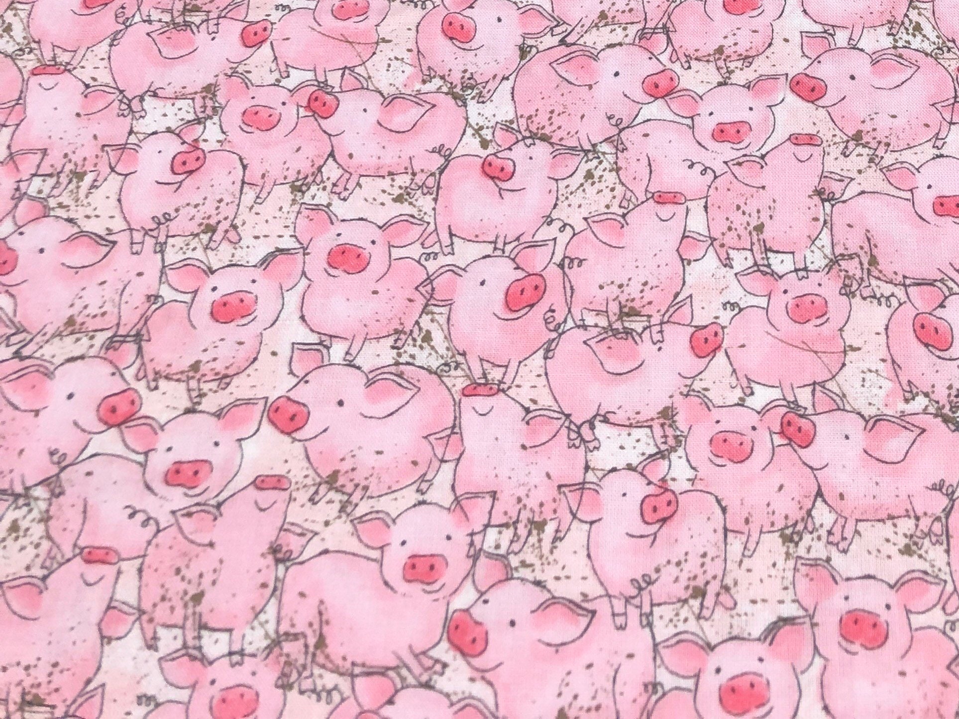 Pink pig Fabric by the Yard 100 Cotton for Clothing Crafts Etsy