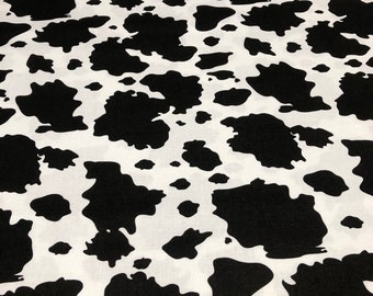 Cow Fabric by the yard 100% Cotton for Clothing Crafts, Quilting  black and white spots cow skin fabric traditions