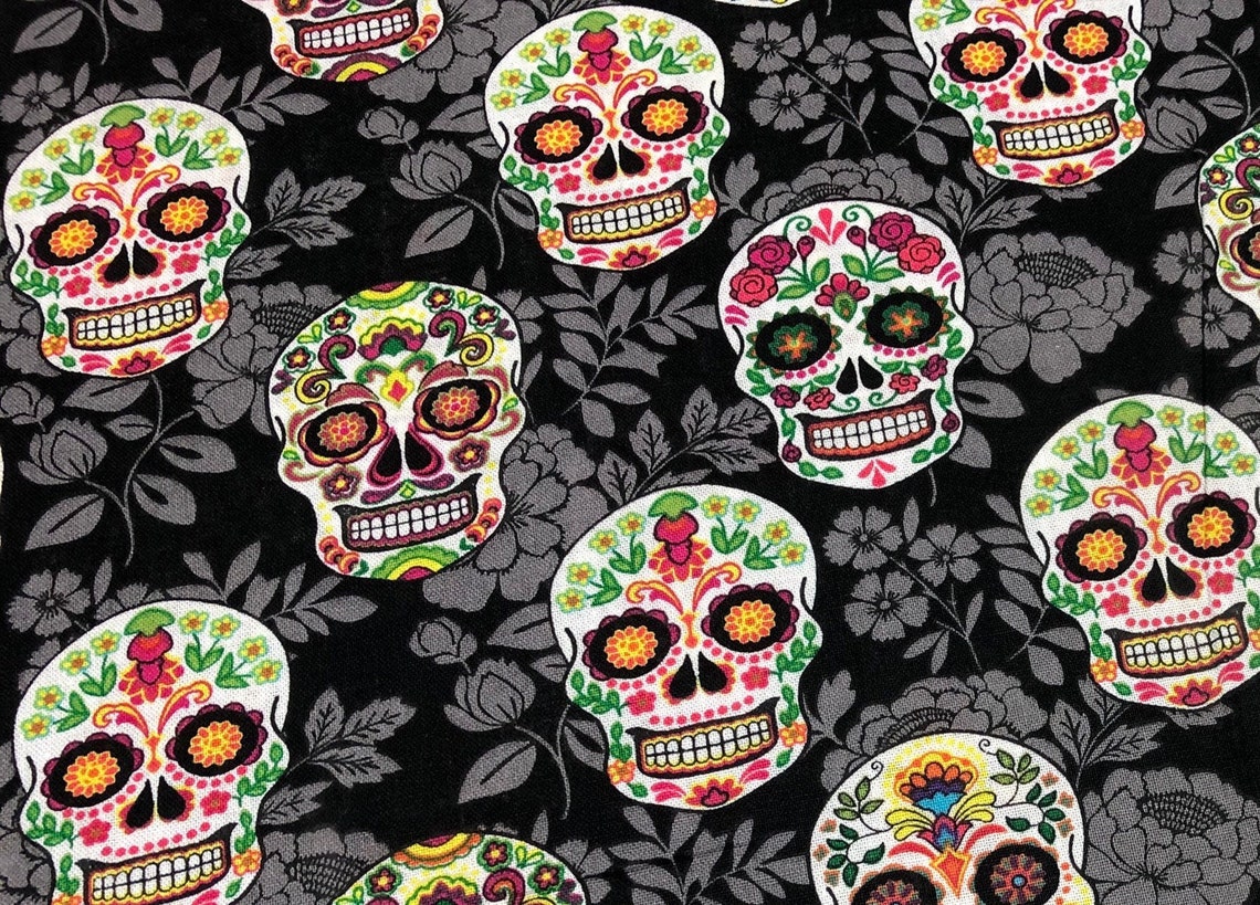 Sugar Skull Fabric by the Yard 100 Cotton 1/4 Fat Quarter 1/2 Etsy