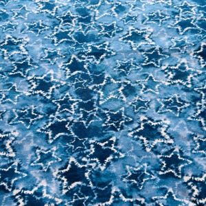 Blue tie dye Stars printed fabric by the Yard 100% Cotton for Clothing, Crafts quilting