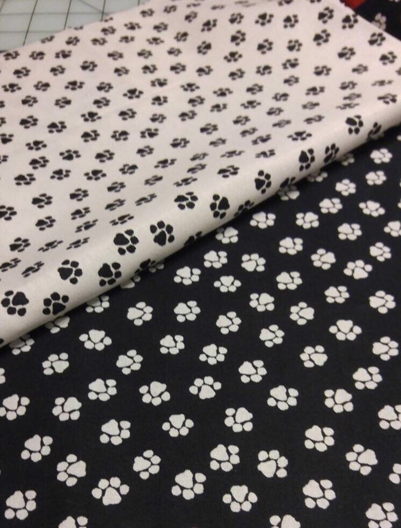 Animal Paw Prints Fabric in Black or White FQ 100 Cotton cat Etsy