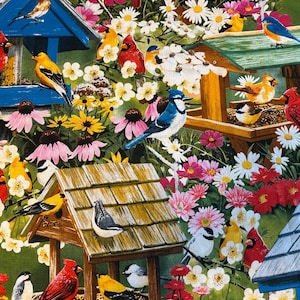 Bird fabric 100% cotton fat quarter David Textiles Cardinals Bluebirds Bluejays Goldfinch Finches Sparrows Orioles Grosbeaks bird house