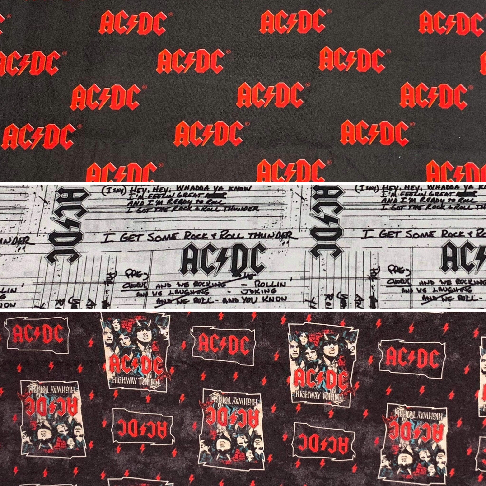 AC/DC Fabric fat quarters 100 Cotton for Clothing Crafts Etsy