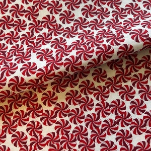 Noel Peppermints fabric by the Yard 100% Cotton for Clothing, Crafts quilting Christmas Candy