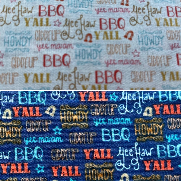 BBQ fabric fat quarters 100% Cotton for Quilting crafts Y’all Yee haw howdy giddy up