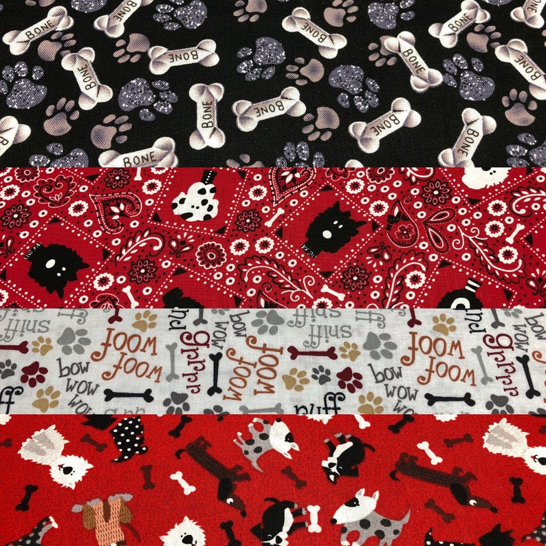 Dog Fabric by the yard 100 Cotton 1/4 fat quarters 1/2 3/4 Etsy