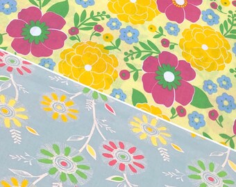 flower Fabric by the yard 100% Cotton 1/4 fat quarters 1/2 3/4 Clothing Crafts Quilt daisy’s large flowers petals floral green pink