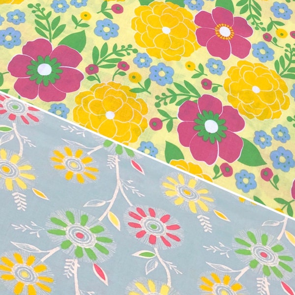 flower Fabric by the yard 100% Cotton 1/4 fat quarters 1/2 3/4 Clothing Crafts Quilt daisy’s large flowers petals floral green pink