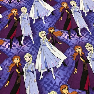 Elsa and Anna together  Fabric By the Yard 100% Cotton for Clothing Crafts, Quilting, Disney Elsa Anna Sisters
