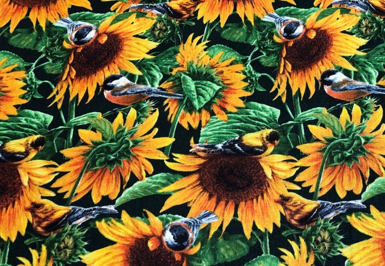 Sunflower Fabric by the Yard 100 Cotton for Crafts Quilting Etsy