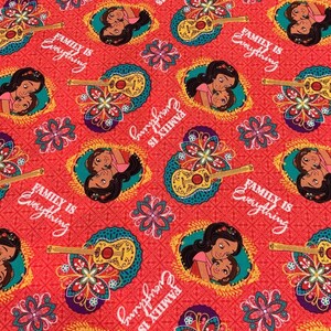 Elena of Avalor fabric fat quarters 100% Cotton for Quilting crafts colorful Disney Princess flowers guitar