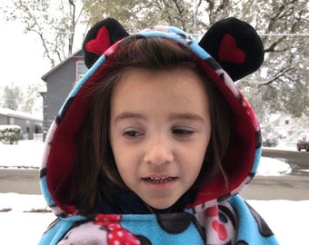 Kids Fleece poncho Add-On Mouse Ears to a poncho hood