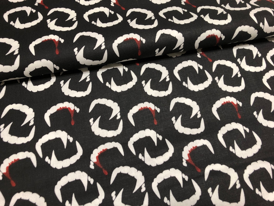 Vampire Teeth Fabric by the yard 100 Cotton Clothing Crafts Etsy
