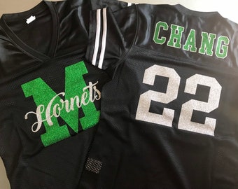 Personalized Women's Football Jersey - Team letter and name on front and name/number on back