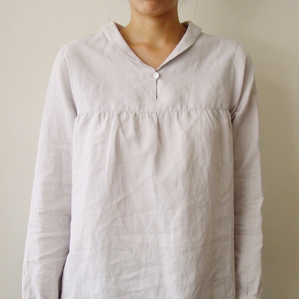 LINNET Pattern / No.63 Bluse mit Schalkragen und langen Ärmeln