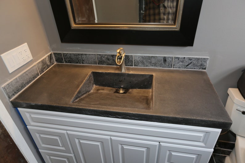 Concrete Vanity top with Molded in sink Etsy