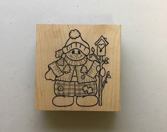 Vintage Stamp Oasis "Country Snowman" Wood Mounted Rubber Stamp/Winter/Holiday/Destash