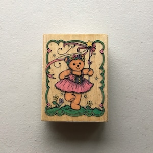 Vintage Hero Arts Magical Wand Frolic Edição Limitada 1990 Carimbo de Borracha Montado em Madeira/Crafty Destash