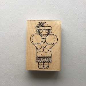 Vintage D.O.T.S. Miss June--Victoria Wood Mounted Rubber Stamp/Crafty Destash