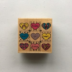 Vintage Embossing Arts "Herz an Herz" Holz Stempel/Valentinstag/Bastel-Destash